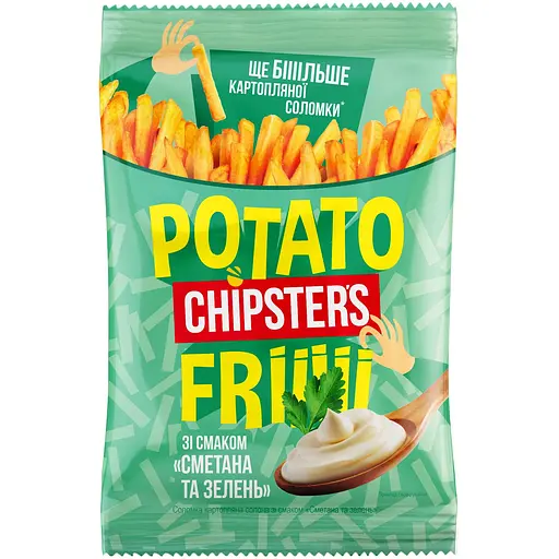 Соломка Chipster`s Сметана и зелень картофельная соленая 70 г - фото 1