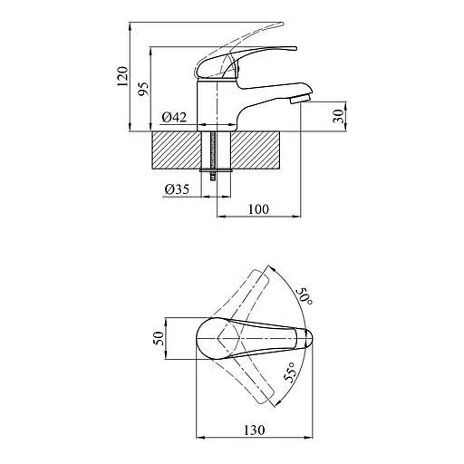 Змішувач для раковини Agua Leon-C011 (CV014929) - фото 4