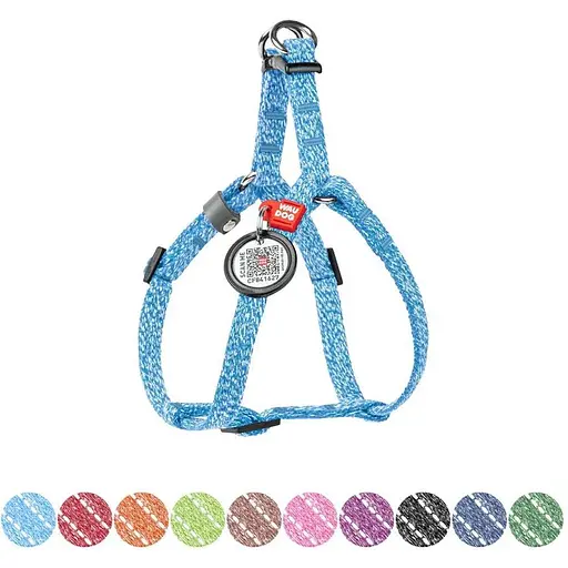 Шлея для котів та дрібних порід собак Waudog Re-cotton з відновленої бавовни та QR паспортом, світловідбиваюча - фото 2