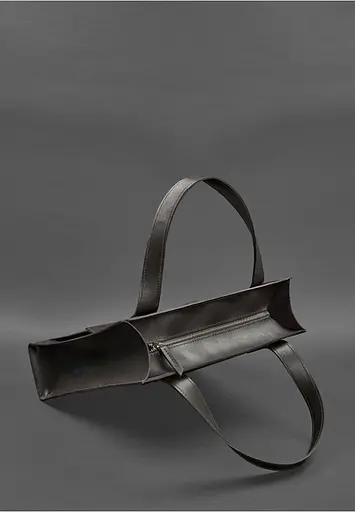 Шкіряна жіноча сумка шоппер Бетсі з кишенею темно-коричнева Краст - фото 4