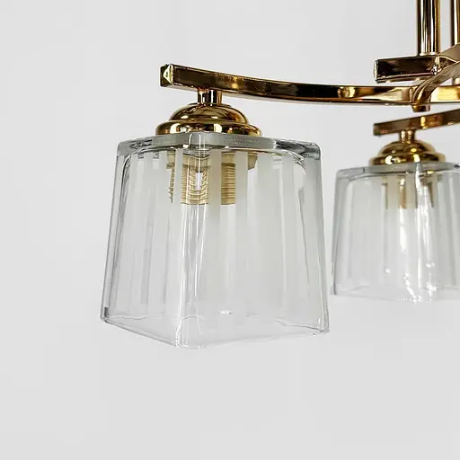 Стельовий золотий світильник на 4 білих плафони Ø 45 см | Арт. 91173/4 FGD | Line F - фото 5