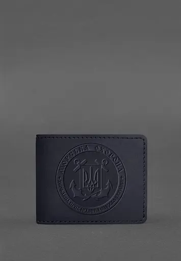 Кожаная обложка на удостоверение Морской охраны темно-синяя Crazy Horse - фото 2