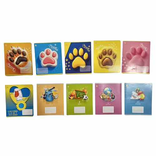 Зошит Тетрада 12 аркушів у клітинку з твердою обкладинкою комплект 10 шт.