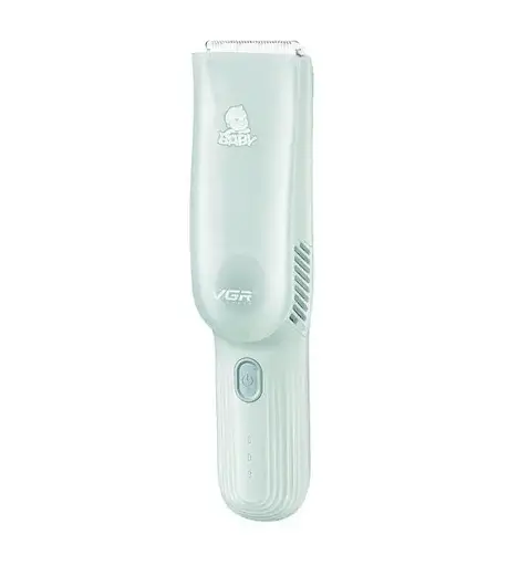 Машинка для стрижки детей бесшумная с вытяжкой VGR V-155, 4 безопасные насадки, IPX8, зеленая - фото 2