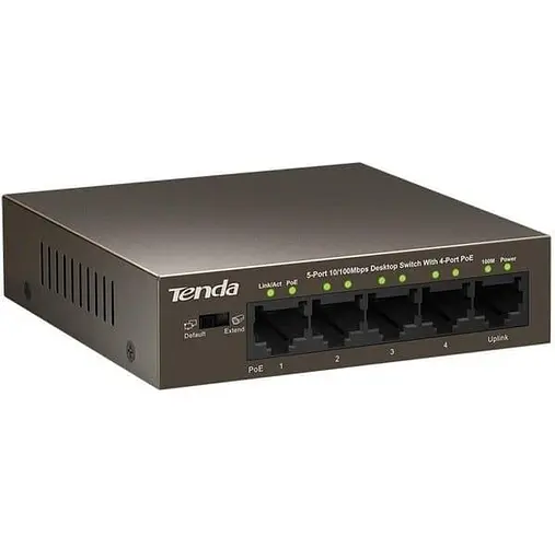 Коммутатор Tenda TEF1105P-4-63W (1xFE+4xFE PoE, 58Вт max) (TEF1105P-4-63W) - фото 2