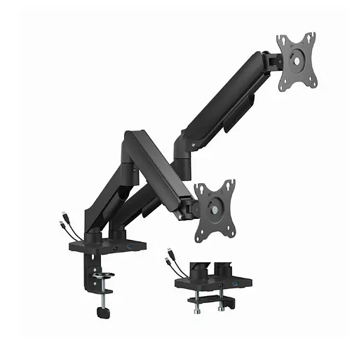 Кронштейн настільний для 2 моніторів Gembird MADA2U01 USB 17-32 дюйми Black - фото 1