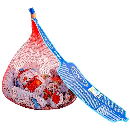 Рождественские фигурки Only микс из молочного шоколада в сеточке 80 г