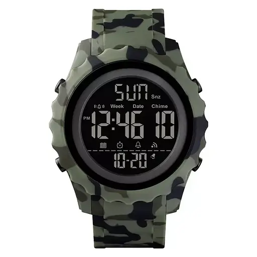 Спортивний наручний годинник Skmei 1624 Зелений камуфляж