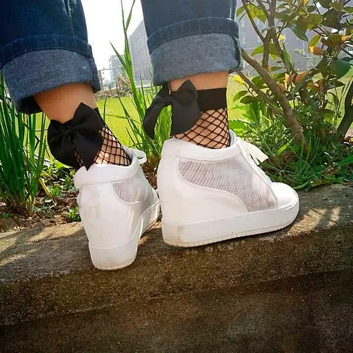 Сітчасті шкарпетки з бантиком One size K000476 - фото 4