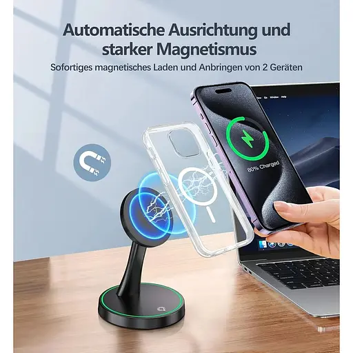 Сумісна підставка для зарядного пристрою MagSafe потужністю 15 Вт для iPhone 16/iPhone 15 - фото 5