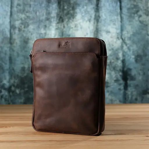 Чоловіча сумка через плече з натуральної шкіри вінтажної SHVIGEL 20х26х4,5 см sum0027434 - фото 8