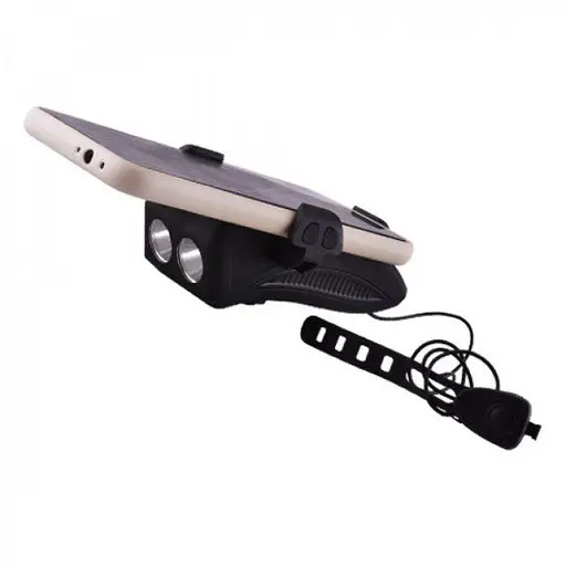 Велосипедный фонарь фара FY-319 2хL2 + звонок + держатель + microUSB + Power Bank (6 режимов звонка) - фото 3