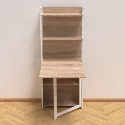 Стіл книжка з етажеркою Практик 2 Ferrum-decor 1555x640x990 Білий метал ДСП Дуб Сонома 16мм (FRD-104635)