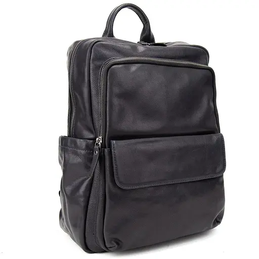 Чоловічий шкіряний рюкзак темно-синій Tiding Bag 2086BL