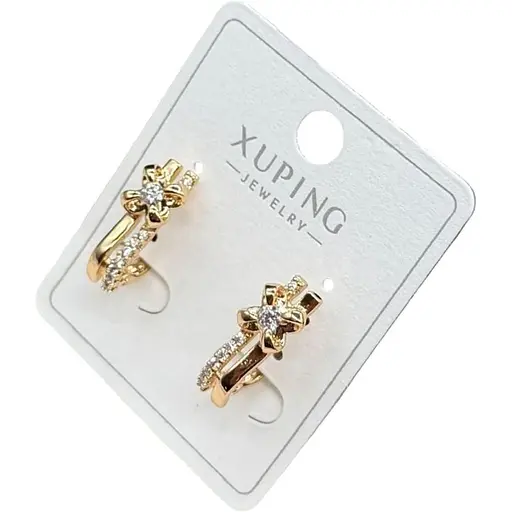 Сережки Xuping з кристалами у формі квітки гіпоалергенне медичне золото - фото 1