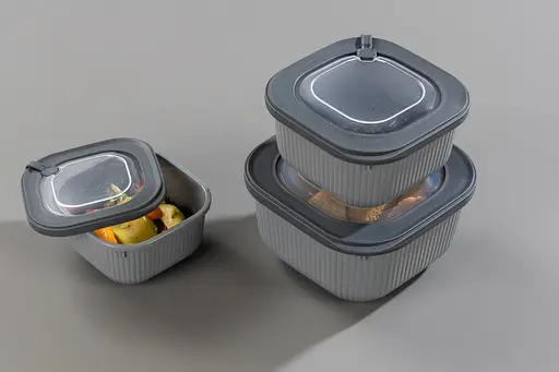 Набір контейнерів з кришками Idea Home Line Box 3 шт. 0.6/1.1/1.8 л сірий (00685 Gray) - фото 3