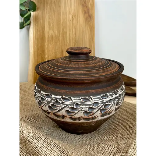 Супник керамічний (глиняний) різьблений №7 2.5 л