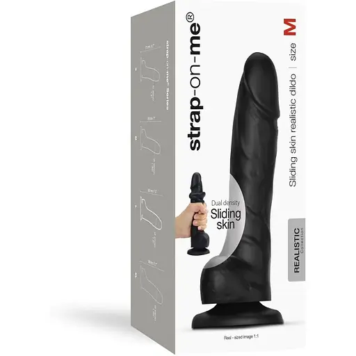 Реалистичный фаллоимитатор Strap-On-Me Sliding Realistic Skin Dildo Black - M