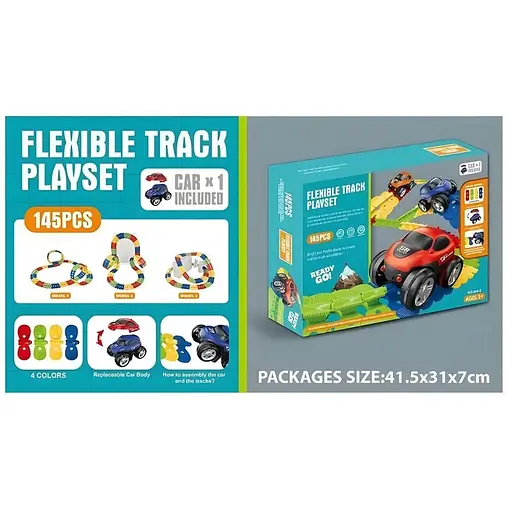 Трек 044-2 с автоматической машинкой на батарейках 145 элементов в коробке - фото 4