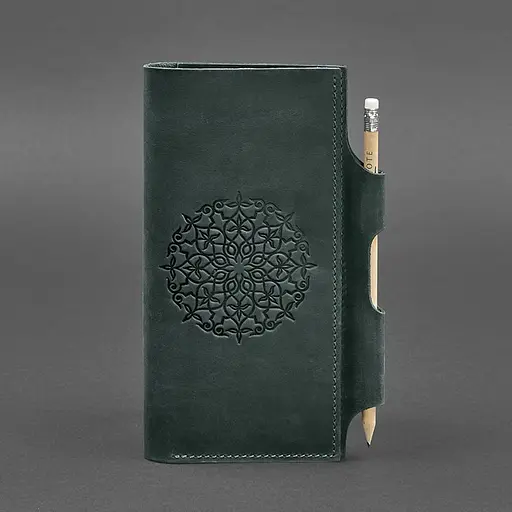 Кожаный женский тревел-кейс 3.0 зеленый с мандалой - фото 6