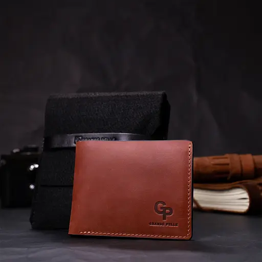 Шкіряний чоловічий гаманець Grande Pelle 11.8х9х1 см acs0026948 - фото 8