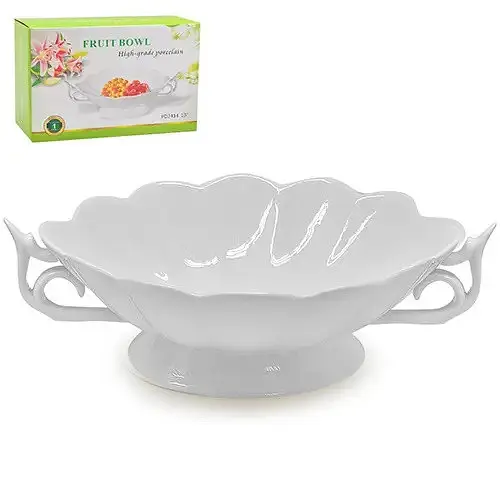 Фарфоровая фруктовница Stenson MC-3241-12 Ваза для фруктов и конфет Роскошь диаметр 30,5 см Белый - фото 1