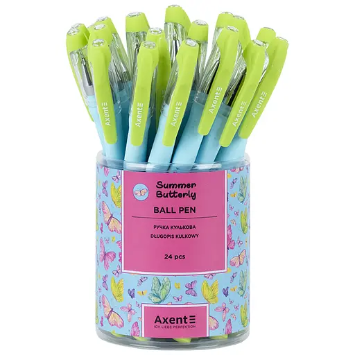 Набір ручок Axent Summer Butterly кулькові 24 шт. сині (AB1049-41-A) - фото 3