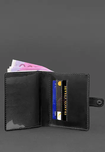 Кожаная обложка-портмоне для удостоверения офицера 11.0 черная Crazy Horse - фото 5