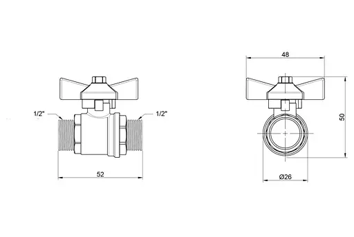 Кран шаровой Thermo Alliance Base 1/2" НН прямой, PN40, бабочка SD606W15 - фото 8