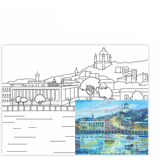 Полотно на картоне с контуром Rosa Start Города Киев 30×40 хлопок акрил