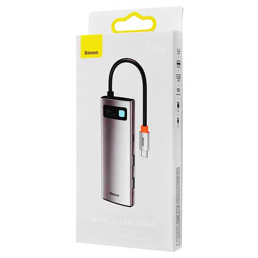 USB-Хаб Baseus Metal Gleam Series 7-in-1 (2xUSB3.0 + 4KHD + Type-C + Type-C PD+ TF + SD) gray - фото 2