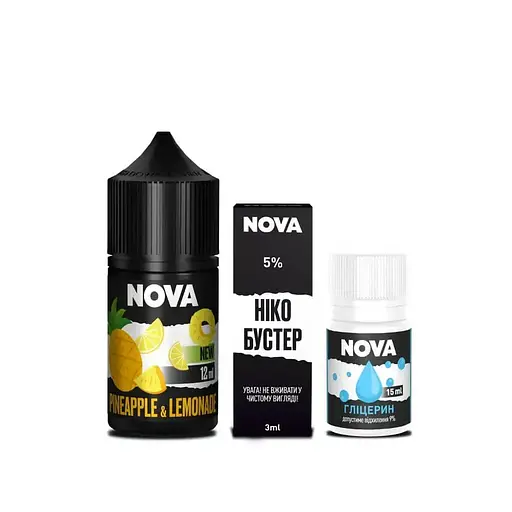 Набор компонентов для самозамеса солевой заправки Nova 30 мл PINEAPPLE LEMONADE Лимонад с Ананасом, 0-50 мг (18080) - фото 2