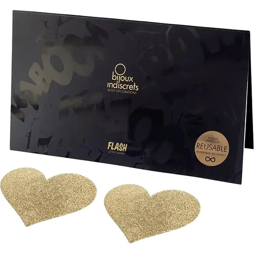 Пестіс-стикини Bijoux Indiscrets Flash Heart Gold наклейки на соски One size