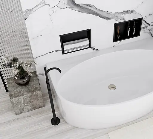 Встраиваемая полка Rea 30x30 black matt с ободком REA-05603, Черный матовый - фото 4