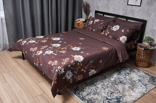 Комплект постельного белья Moon&Star Микросатин Premium Floral Mocha King Size 220x240 наволочки 4х50х70 - фото 1