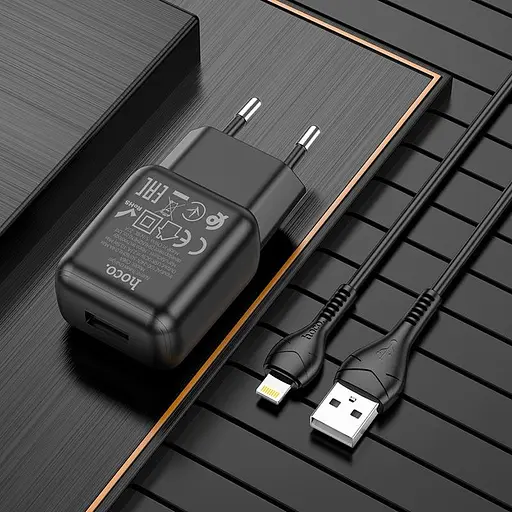 Зарядный блок - сетевой адаптер HOCO single port charger C96A 1USB 2.1A черный - фото 7