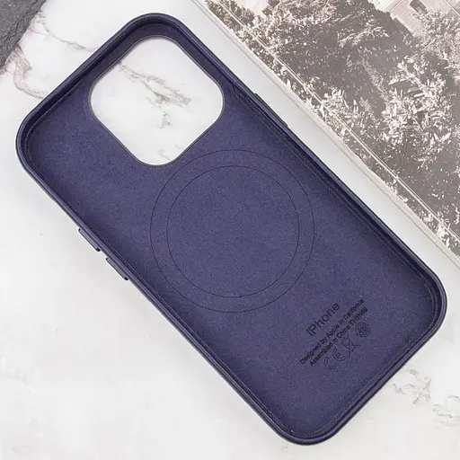 Шкіряний чохол Leather Case (AAA) with MagSafe and Animation для Apple iPhone 14 Pro Max (6.7) Ink - фото 6