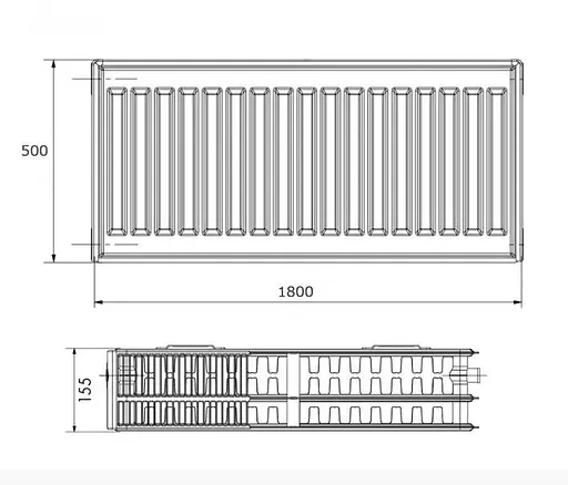 Радиатор стальной Korado 33K 500x1800 мм боковое подключение Белый 30412 - фото 2