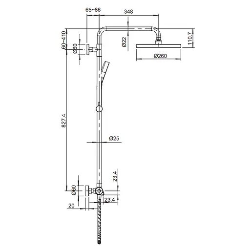 Душова система з термостатом Koer KB-55013-05 KR4731, Чорний матовий - фото 2