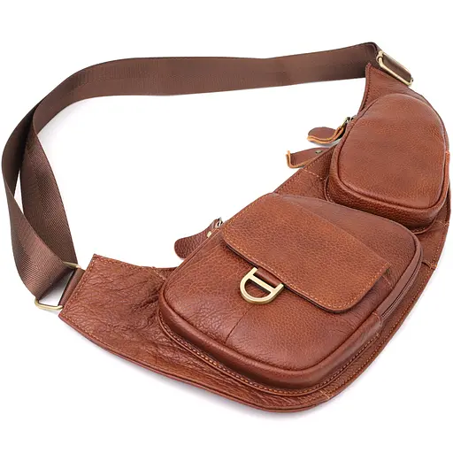 Чоловіча сумка через плече із зернистої натуральної шкіри Vintage 15х35х3 см sum0027488 - фото 6