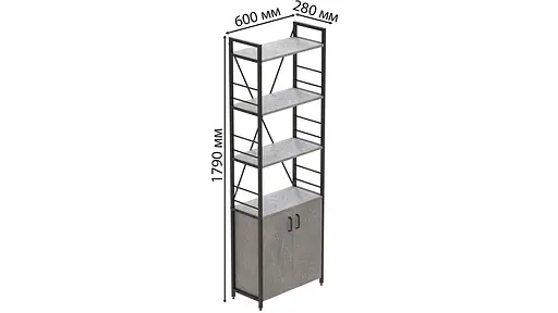 Етажерка 4/60 Ferrum-decor Серії Конект з тумбою 179x60x28 Чорний ДСП Бетон (FRD-104490) - фото 3