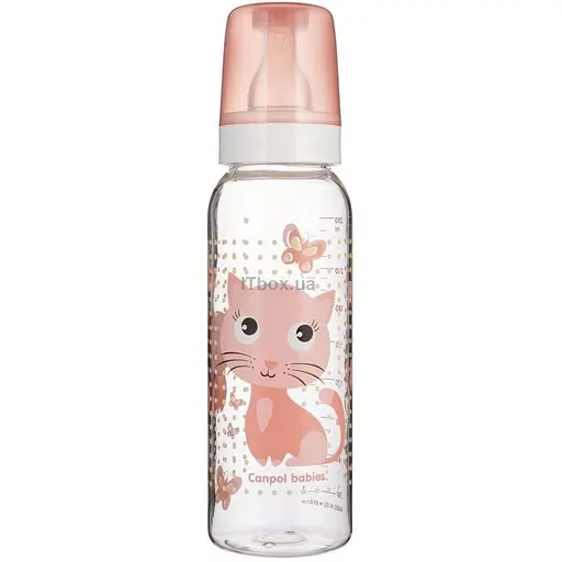 Тритановая бутылочка с рисунком Canpol babies Веселые зверушки Кошка 250 мл (11/841)