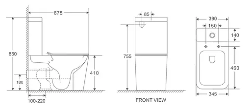 Унитаз-компакт Mixxus Premium Quadro-0402-R 675x390x855 мм, Rimless MP6458, Белый - фото 2