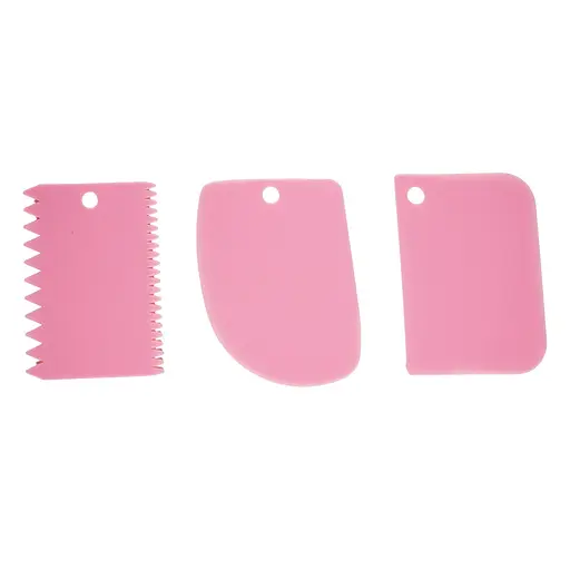 Набор кондитерских шпателей скребков для моделирования мастики и украшения тортов, кексов (3 штуки), Kitchen Master Розовый 84882 - фото 2