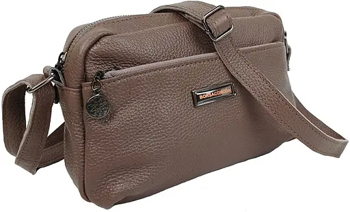 Женская кожаная сумка Borsacomoda на плечо коричневая sum0028719 - фото 3