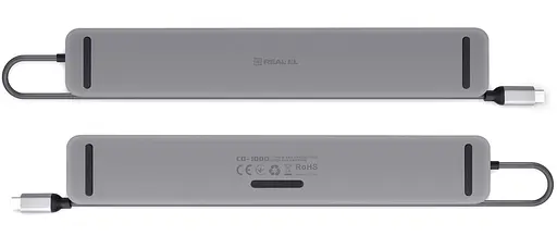 USB-хаб Real-EL CQ-1000 USB3.0х3/USB-C/HDMI/VGA/RJ45/SD/TF/3,5 мм аудио, 0,4 м, Space Grey UAH (EL123110005) - фото 3