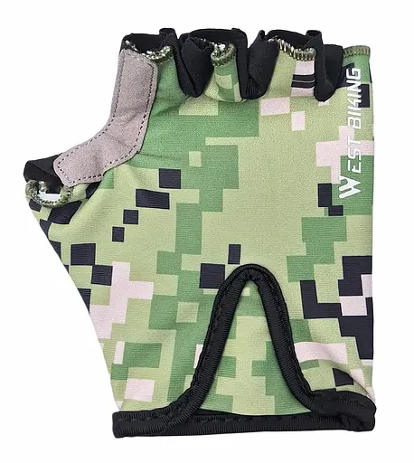 Велорукавиці дитячі West Biking YP0211248 з короткими пальцями S (4-5 р) камуфляж Black-Green (G0001834)