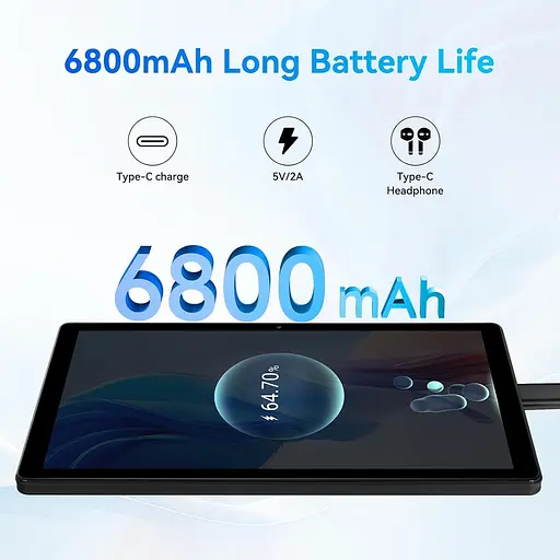 Планшет UGRIHACH, 10,95" 16 ГБ ОЗУ 128 ГБ ПЗУ 1 ТБ Восьмиядерный, Android 14, 1280x800 FHD Сенсорный - фото 4