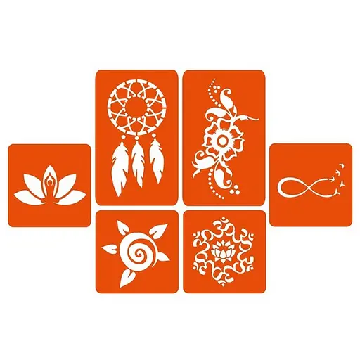 Набор цветной хны с трафаретами для био- тату №2 Fresh Tattoo color-henna-set-02 - фото 4