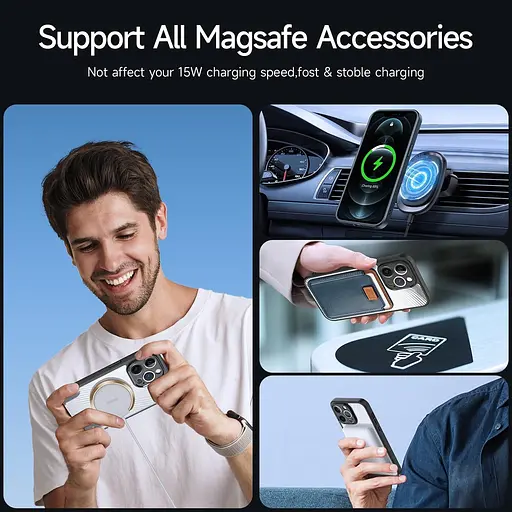 Чохол Tussvie для мобільного телефону iPhone 12 Pro, сумісний з MagSafe, протиударний чохол проти подряпин, напівпрозорий матовий - фото 7